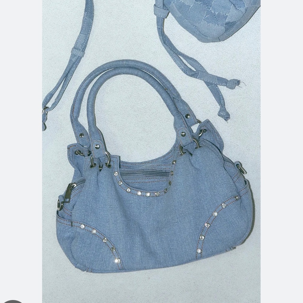 PLT RHINESTONE DENIM BAG Y2K 🩵